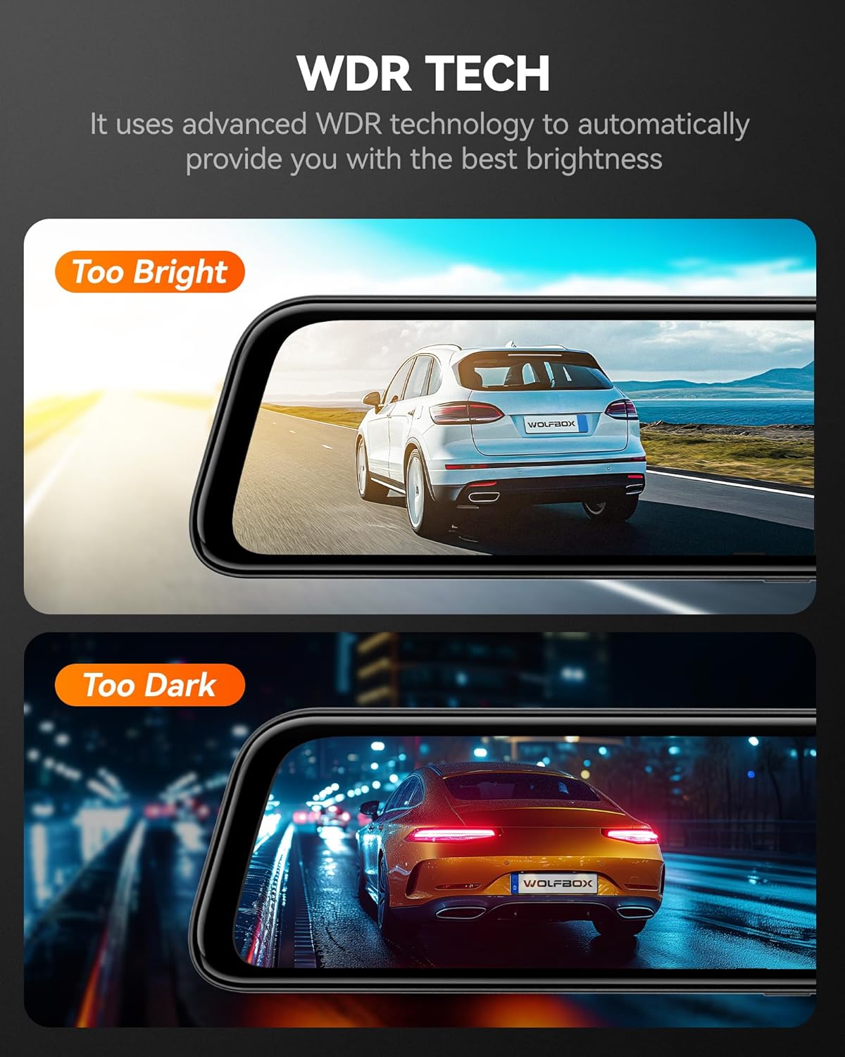 12'' 4K Mirror Dash Cam with Front & Rear Cameras, 2160P HD Smart Rearview, Night Vision, Parking Assist, GPS & 32GB Card Included